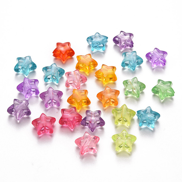 

PandaHall Transparent Acrylic Beads, Star, Mixed Color, 10.5x11x6mm, Hole: 1.8mm, about 1380pcs/500g Acrylic Star Multicolor
