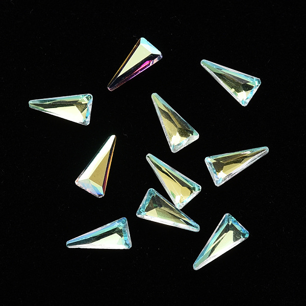

PandaHall Triangle Transparent Glass Cabochons, Nail Art Decoration Accessories, Faceted, Gold, 8x4x2mm Glass Triangle Gold