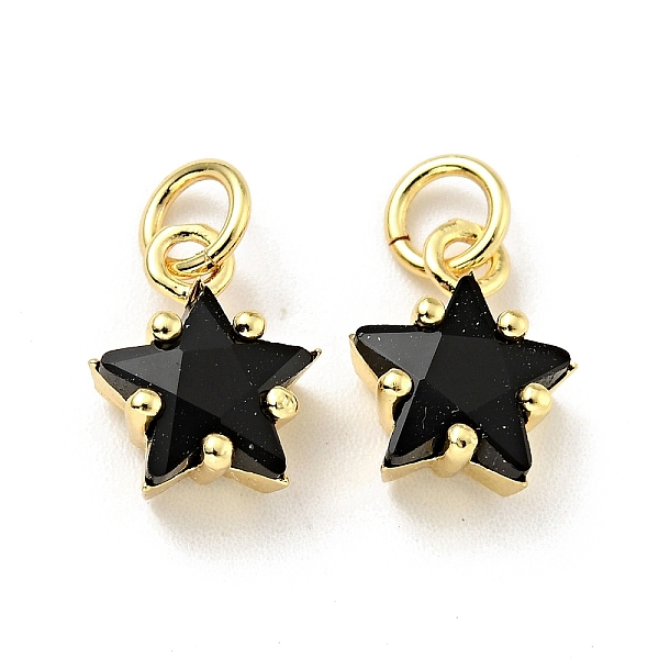 

PandaHall Eco-friendly Brass Micro Pave Cubic Zirconia Pendants, with Jump Ring, Cadmium Free & Lead Free, Real 18K Gold Plated, Star, Black...