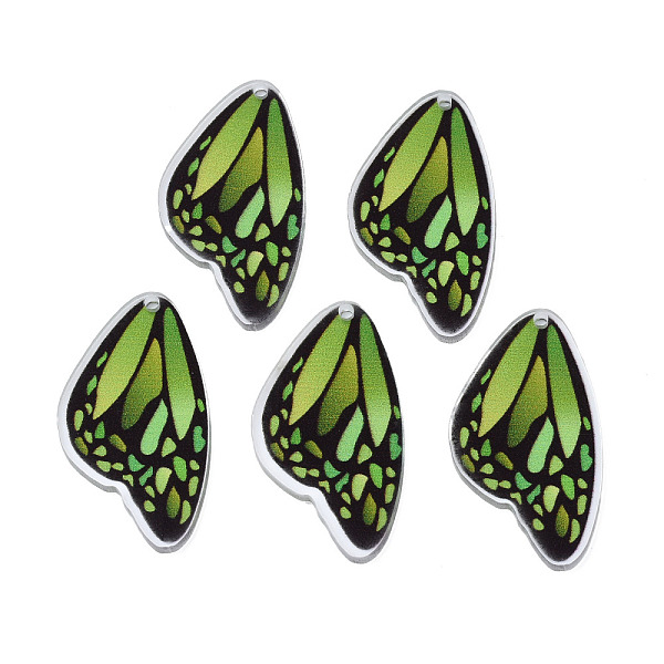 

PandaHall Printed Translucent Acrylic Pendants, Butterfly, Light Green, 35.5x19.5x2mm, Hole: 1.5mm Acrylic Butterfly