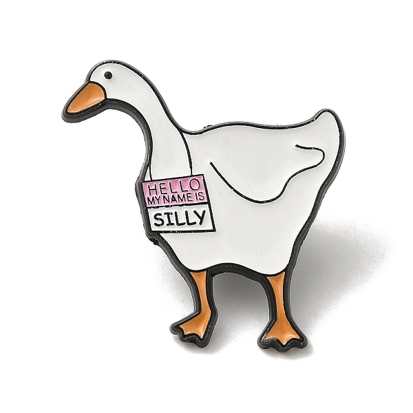 

PandaHall Cartoon Goose Theme Enamel Pin, Electrophoresis Black Zinc Alloy Brooch, Goose, 30x26.5x1.5mm Alloy+Enamel Goose White