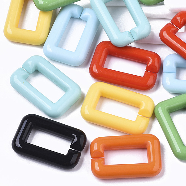 

PandaHall Opaque Acrylic Linking Rings, Quick Link Connectors, For Jewelry Cross Chains Making, Rectangle, Mixed Color, 30x20x6mm, Inner..., Multicolor
