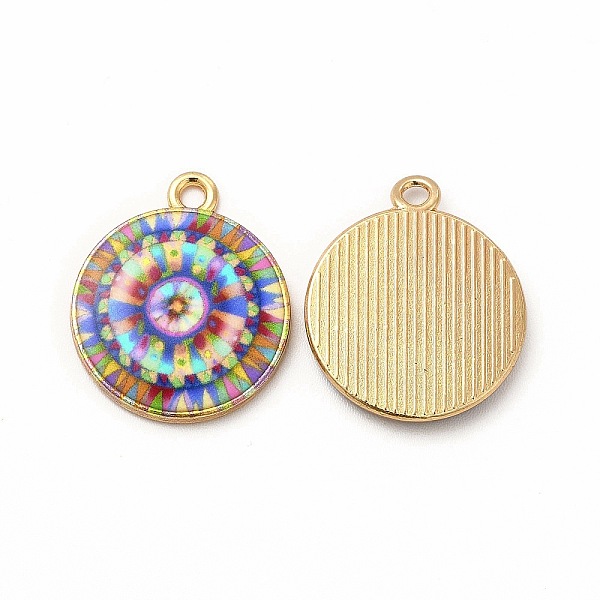 

PandaHall Alloy Printed Pendants, Cadmium Free & Nickel Free & Lead Free, Flat Round, Colorful, 21.5x18x3mm, Hole: 1.8mm Alloy Flat Round