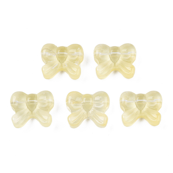 

PandaHall Transparent Spray Painted Glass Beads, Bowknot, Champagne Yellow, 14x16x6mm, Hole: 1mm Glass Bowknot