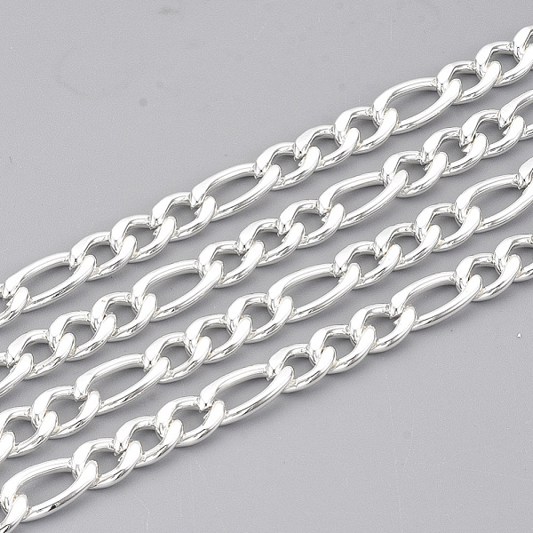 

PandaHall 304 Stainless Steel Figaro Chains, Unwelded, with Spool, Silver Color Plated, 6mm, Link: 12x6x1.6mm and 9x6x1.6mm, about 32.8 Feet...