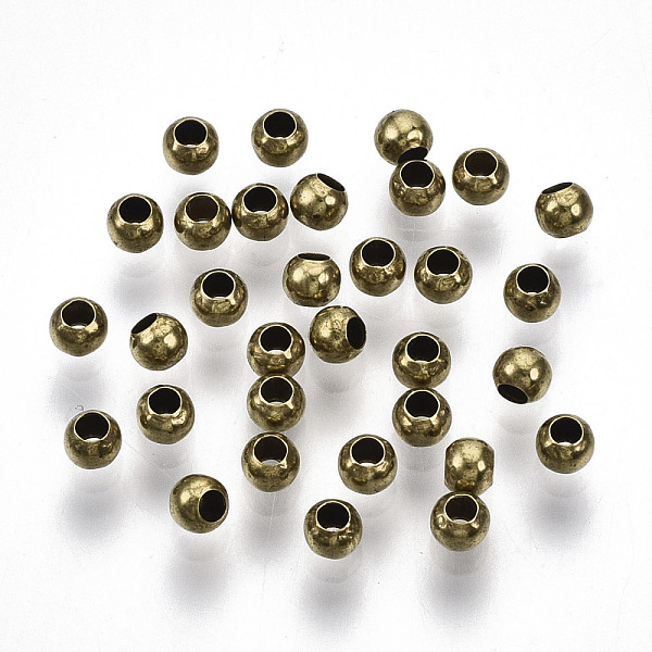 

PandaHall Brass Beads, Round, Nickel Free, Unplated, 3x2.3mm, Hole: 1.4mm Brass Round