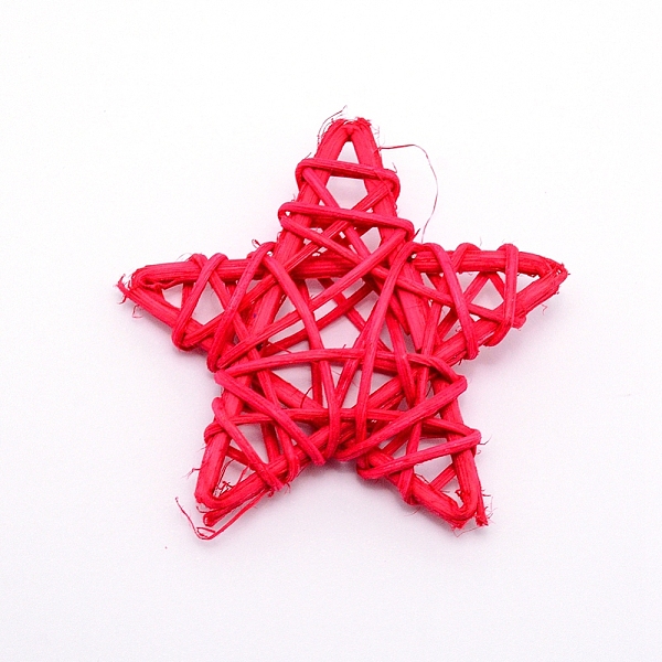 

PandaHall Rattan Art Craft, Star, Crimson, 60~63x60~64x12~17mm Rattan Star Pink