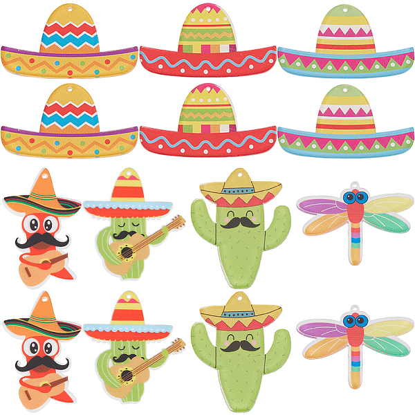 

PandaHall SUNNYCLUE 28Pcs 7 Styles Carnival Themed Opaque Printed Acrylic Pendants, Mixed Shapes, Mixed Shapes, 27.5~44x36~49.5x2~2.5mm..., Multicolor
