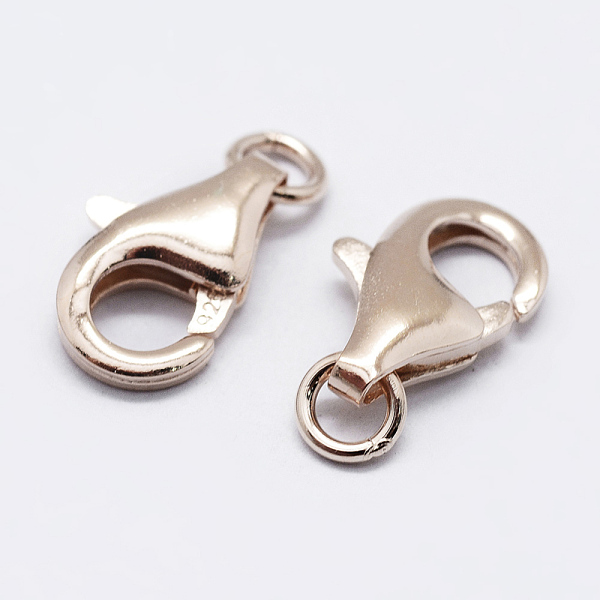 

PandaHall 925 Sterling Silver Lobster Claw Clasps, with 925 Stamp, Rose Gold, 9.5mm, Hole: 1mm Sterling Silver