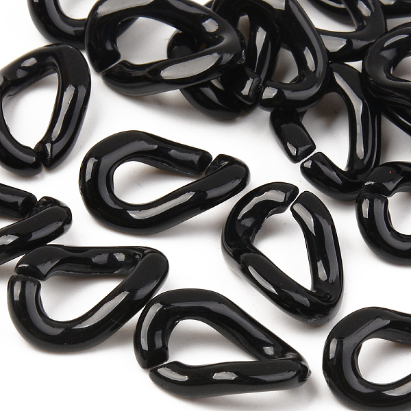 

PandaHall Opaque Acrylic Linking Rings, Quick Link Connectors, For Jewelry Curb Chains Making, Twist, Black, 16x10x4mm, Inner Diameter...