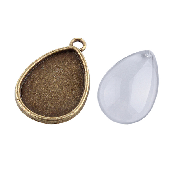 

PandaHall DIY Pendant Making, Alloy Pendant Cabochon Settings, with Glass Cabochons, teardrop, Nickel Free, Antique Bronze, Pendant...