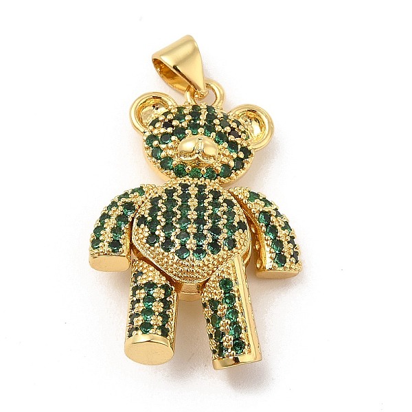 

PandaHall Brass Micro Pave Cubic Zirconia Pendants, Bear Charm, Mechanical Charm, Golden, Dark Green, 26.5x18x7mm, Hole: 4x3mm Brass+Cubic...