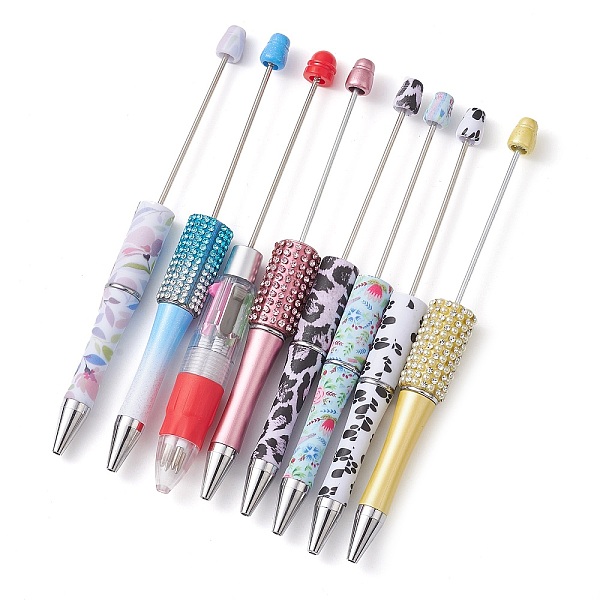 

PandaHall Plastic Ball-Point Pen, Printed & Rhinestone Style Beadable Pen, for DIY Personalized Pen with Jewelry Bead, Mixed Color..., Multicolor