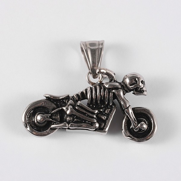 

PandaHall 316 Surgical Stainless Steel Pendants, Motorbike with Skull, Antique Silver, 19x35x8mm, Hole: 8x5mm 316 Surgical Stainless Steel...
