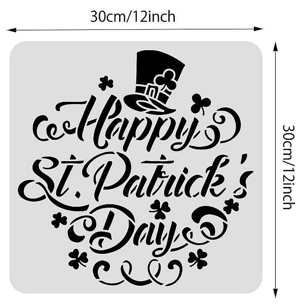 

PandaHall BENECREAT Happy St. Patrick's Day Stencils, 12x12" Hat Shamrock Art Word Pattern Reusable Plastic Craft Drawing Stencil for Window...