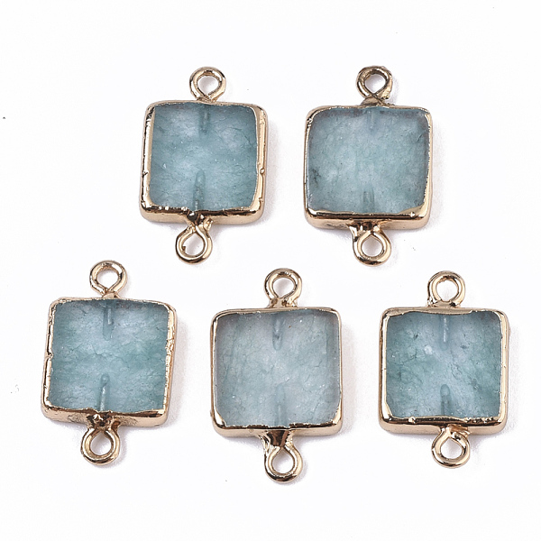 

PandaHall Natural White Jade Links connectors, with Edge Golden Plated Iron Loop, Square, Dyed, 20~21x12.5x3mm, Hole: 1.5mm White Jade...
