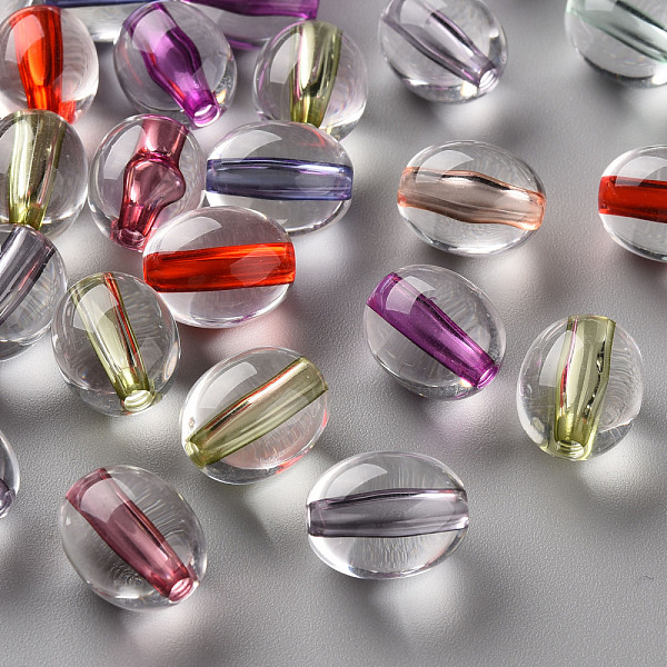 

PandaHall Transparent Acrylic Beads, Oval, Mixed Color, 13x11mm, Hole: 2mm, about 522pcs/500g Acrylic Oval Multicolor