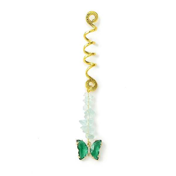

PandaHall Alloy Dreadlocks Beads, Butterfly Glass and Glass Chips Braiding Hair Pendants Decoration Clips, for Hair Styling, 113mm, Hole..., Blue