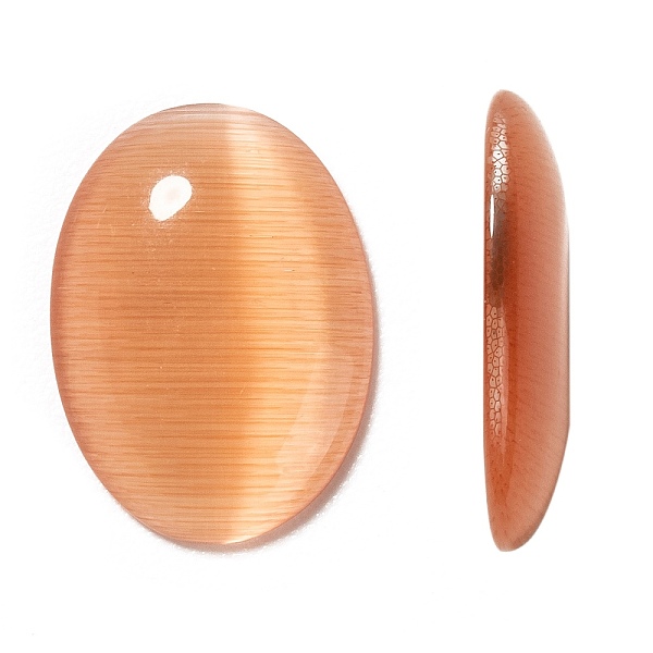 

PandaHall Cat Eye Glass Cabochons, Oval/Rice, Peru, about 10mm wide, 14mm long,about 3mm thick Glass Oval Brown
