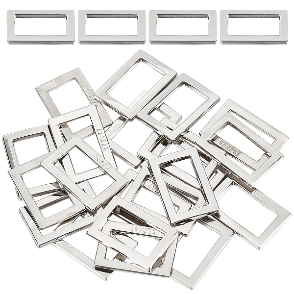

PandaHall GORGECRAFT 1 Box 20PCS Metal Flat Rectangle Rings Buckle 4/5"(20mm) Square Strap Webbing Belt Rings Rectangular Metal Loops Strap...