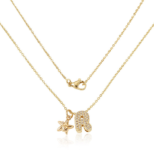Colliers pendentifs en laiton sertis de micro-pavés de zirconiums cubiques transparents et de strass