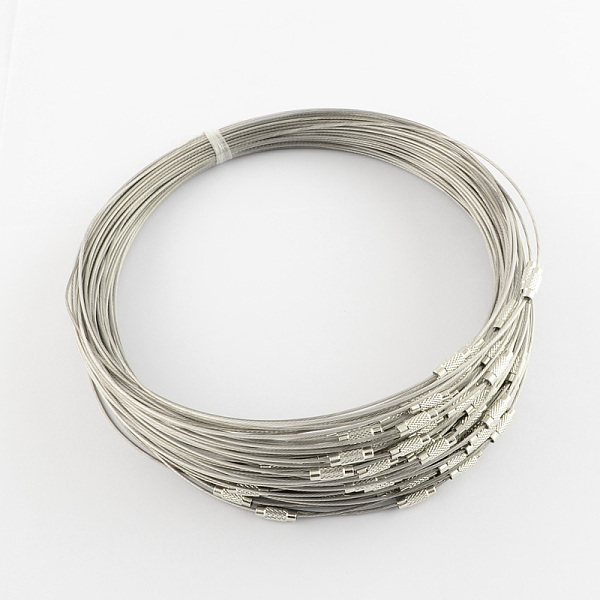 

PandaHall Stainless Steel Wire Necklace Cord DIY Jewelry Making, with Brass Screw Clasp, Dark Gray, 17.52 inch(44.5cm), 1mm, Inner Diameter...
