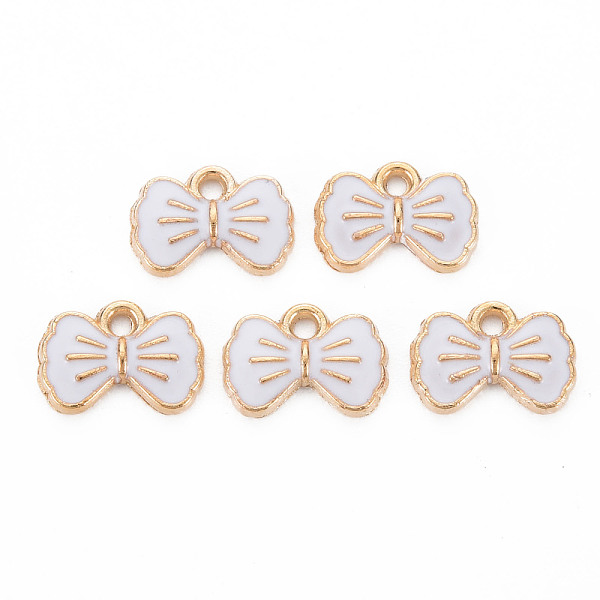 

PandaHall Alloy Enamel Pendants, Cadmium Free & Lead Free, Light Gold, Bowknot, White, 8.5x12x2mm, Hole: 1.5mm Alloy+Enamel Bowknot White