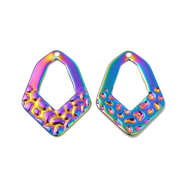

PandaHall Ion Plating(IP) 304 Stainless Steel Pendants, Quadrilateral Charm, Rainbow Color, 28x21x1.5mm, Hole: 1.8mm 304 Stainless Steel...