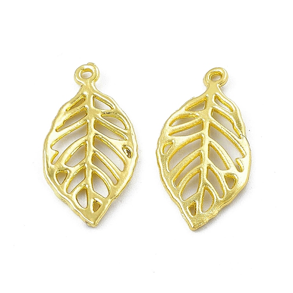 

PandaHall Rack Plating Alloy Pendants, Hollow, Leaf Charm, Light Gold, 27.5x13.5x1.4mm, Hole: 1.2mm Alloy Leaf
