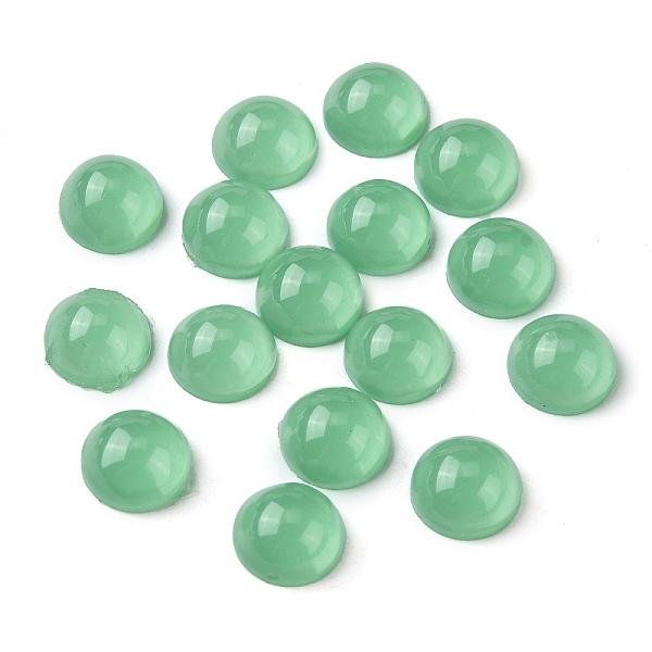 

PandaHall Resin Decoden Cabochons, Half Round, Light Green, 7.8x4mm Resin Half Round