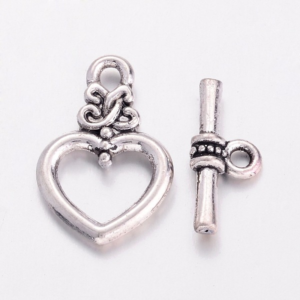 

PandaHall Alloy Toggle Clasps, Bracelet Closures, Lead Free and Cadmium Free & Nickel Free, Antique Silver Color, Heart: 20x13x3.5mm, Hole...