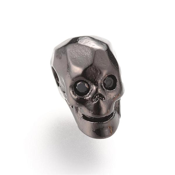 

PandaHall Brass Micro Pave Cubic Zirconia Beads, Skull, Gunmetal, 12x7.5x9mm, Hole: 2mm Brass+Cubic Zirconia Skull