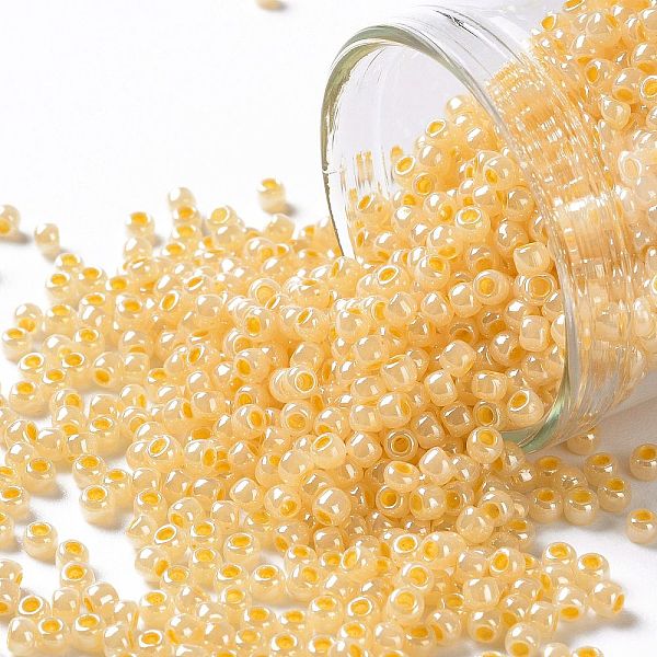 

PandaHall TOHO Round Seed Beads, Japanese Seed Beads, (903) Ceylon Custard, 11/0, 2.2mm, Hole: 0.8mm, about 1110pcs/10g Glass Gold