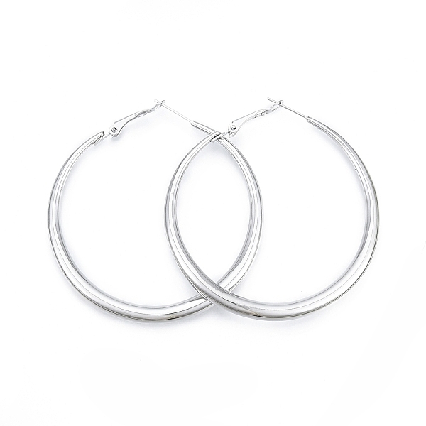 

PandaHall 201 Stainless Steel Big Hoop Earrings for Women, with 304 Stainless Steel Pins, Stainless Steel Color, 58x54x5mm 201 Stainless...