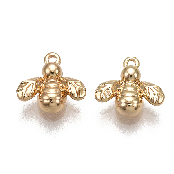 

PandaHall Brass Charms, Nickel Free, Real 18K Gold Plated, Bee, 8x8x2mm, Hole: 0.8mm Brass Bees