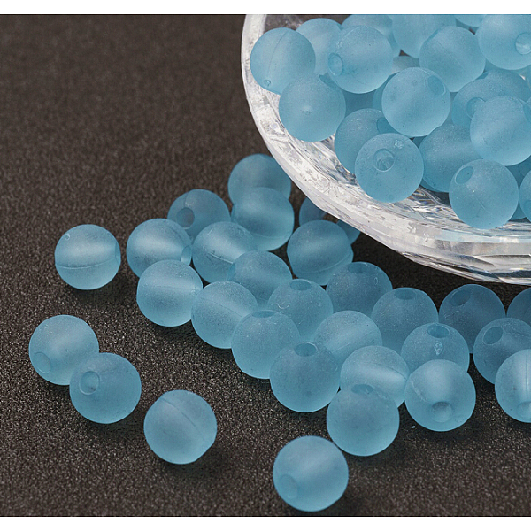 

PandaHall Transparent Acrylic Beads, Round, Frosted, Sky Blue, 4mm, Hole: 1mm, about 1400pcs/50g Acrylic Round Blue