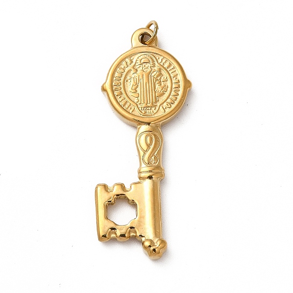 

PandaHall Ion Plating(IP) 304 Stainless Steel Pendants, with Jump Ring, Key with Cssml Ndsmd Cross God Father Religious Christianity, Real...
