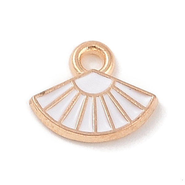 

PandaHall Alloy Enamel Charms, Light Gold, Fan Charm, White, 9x10.5x1.5mm, Hole: 1.5mm Alloy+Enamel Fan White