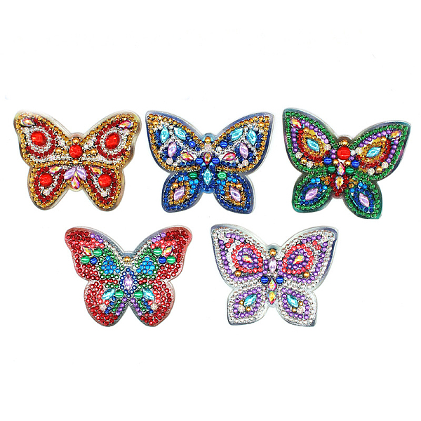 PandaHall DIY Keychain Diamond Painting Kits, including Acrylic Pendant, Diamond, Diamond Drill Tool, Ball Chain, Swivel Clasp, Butterfly...