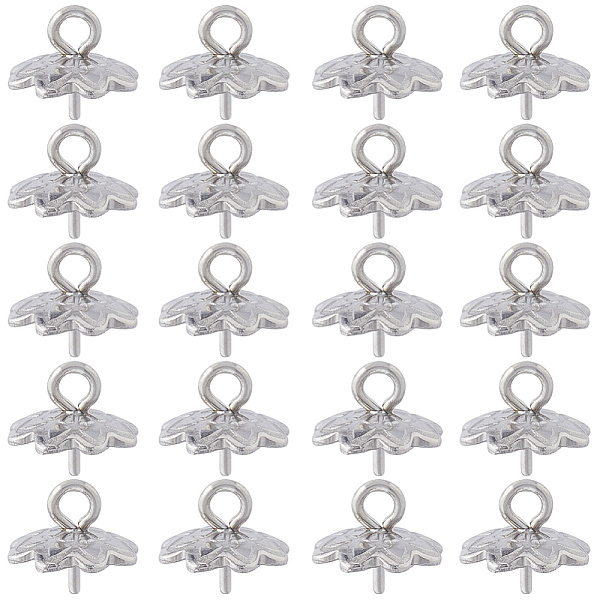 

PandaHall SUNNYCLUE 120Pcs Stainless Steel Cup Peg Bails, Pendant Bails for Half-Drilled Beads, 8-Petal, Flower, Stainless Steel Color...