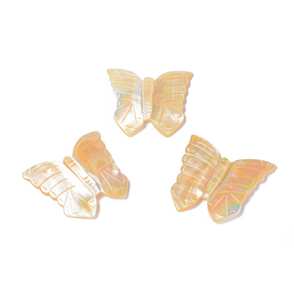 

PandaHall Natural Yellow Shell Cabochons, Carved, Butterfly, 46x45x2mm Yellow Shell Butterfly