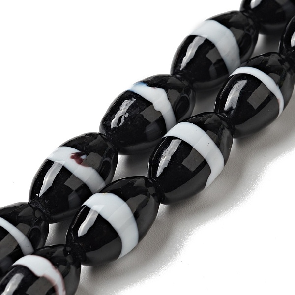 

PandaHall Handmade Lampwork Beads strand, Oval, Black, 15x9mm, Hole: 1.2mm, about 24pcs/strand, 13.98 inch(35.5cm) Lampwork Oval Black