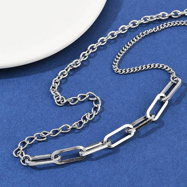 304 Stainless Steel Paperclip Chain Twisted Chain Cable Chain Necklaces for Women Men