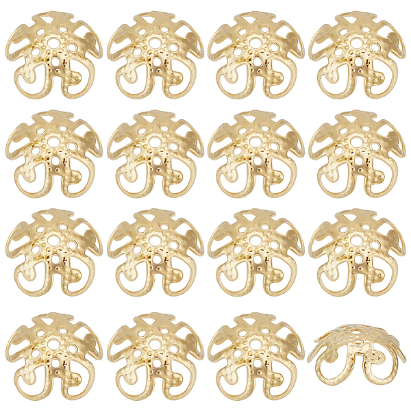 

PandaHall Beebeecraft 160Pcs 304 Stainless Steel Fancy Bead Caps, 5-Petal Flower, Real 18K Gold Plated, 10x4mm, Hole: 1mm 304 Stainless...