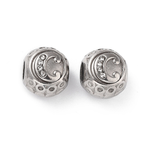 

PandaHall 304 Stainless Steel Rhinestone European Beads, Round Large Hole Beads, Real 18K Gold Plated, Round with Letter, Letter C, 11x10mm..., Clear
