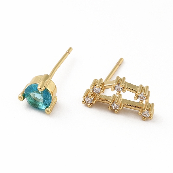 

PandaHall Cubic Zirconia Constellation Asymmetrical Earrings, Real 18K Gold Plated Brass Stud Earrings, Cadmium Free & Lead Free, Capricorn...