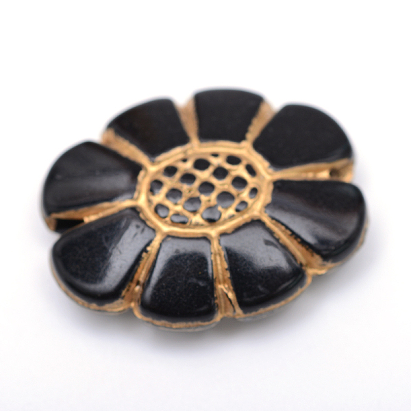 

PandaHall Flower Plating Acrylic Beads, Golden Metal Enlaced, Black, 24.5x19x7mm, Hole: 2mm Acrylic Flower Black