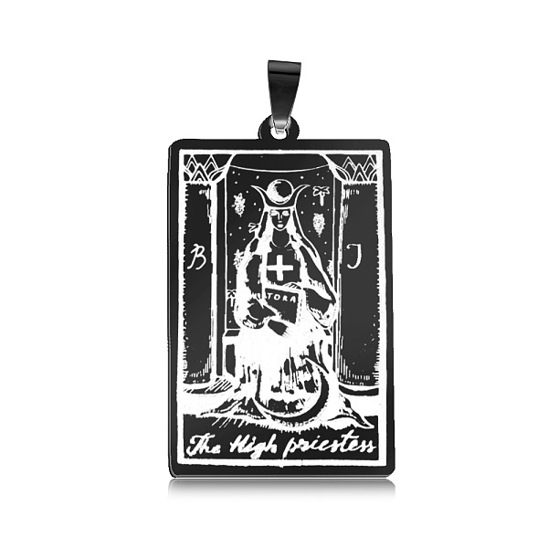 

PandaHall 201 Stainless Steel Pendants, Laser Engraved Pattern, Tarot Card Pendants, Gunmetal, The High Priestess II, 40x24x1mm, Hole: 8x4mm...