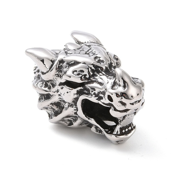 

PandaHall 304 Stainless Steel Cord Ends, Manual Polishing, Dragon, Antique Silver, 33x16.5x16mm, Mouthhole: 4x8mm, Inner Diameter: 8x8.5mm...