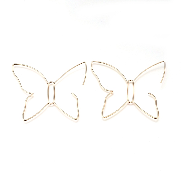 

PandaHall Brass Dangle Earrings, Wire Wrapped Earrings, Butterfly, Golden, 61x59x1mm, Pin: 1mm Brass